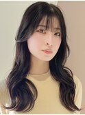 ロングヘア/ウェーブ巻き/外巻き/シースルーバング/サイドバング