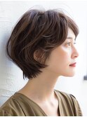 ☆シースルーバング小顔ウルフミディ黒髪メルティカラーボブ