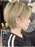 静岡ショートカット白髪染め切りっぱなしボブ大人ショートボブ