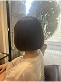 ミニボブ切りっぱなしボブ丸みボブ透明感カラー