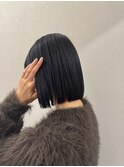 ブルーブラックボブカット暗髪就活カラー