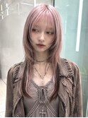 ペールカラーハッシュカットハイトーンロングレイヤーカット