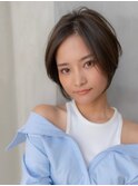 ヌーディカラー/前下がりボブ/小顔ヘア/大人ボブ