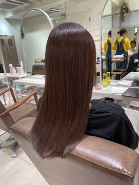 フォルテ 横浜店(FORTE) ロングヘア、グレージュカラー、ココアベージュ、黒髪縮毛