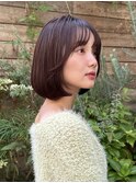 ワンカールボブ韓国ヘア顔まわりレイヤーラベンダーグレージュ