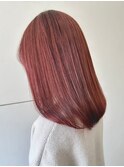 ダブルカラーピンクベージュベージュカラーケアブリーチレイヤー