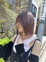 ソルトウォーター(SALT WATER) ピンクラベンダー 切りっぱなしボブ ブリーチあり