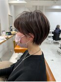 大人ショートボブ丸みショートカットマッシュショート前髪あり