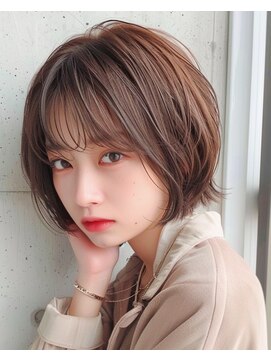 ゴカンムード(Gokan mood) ハイライトバレイヤージュダブルカラーショートカット30代40代