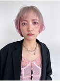 美髪ボブショート顔周りレイヤー前髪カット_F60041