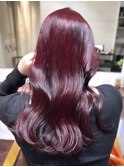 【白石】ブリーチなし8トーンワインレッド艶カラー赤髪暖色原宿
