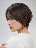 横浜西口大人ショートボブ前髪なしココアベージュ韓国30代40代