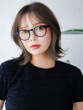 レノラ 本町(LENORA) インナーカラー外ハネボブパーマくびれボブくびれミディアムボブ