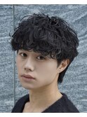 渋谷シャドウパーマメンズカットマッシュウルフルーズパーマ30代