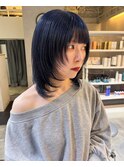 【大阪/天王寺】ウルフレイヤースタイルにネイビーブルーカラー
