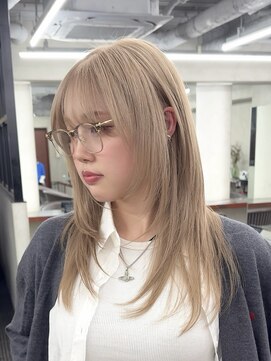 ニコ トウキョウ 渋谷(nico TOKYO) ダブルカラーミルクティーベージュハイトーン韓国ロングレイヤー