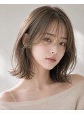 肩上の韓国レイヤーボブオリーブベージュ