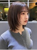 レイヤーミディ/透明感カラー/グレージュカラー/艶髪