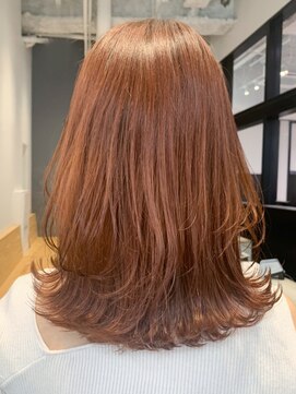 アルバム 銀座(ALBUM GINZA) オレンジベージュ_ローライトスリークボブ厚めバング_ba280052