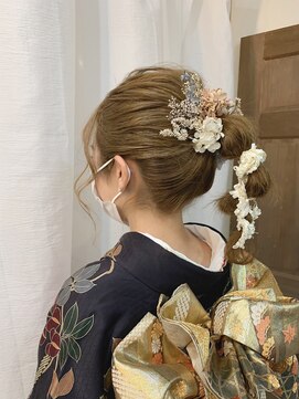 スイート ヘアデザイン(Suite HAIR DESIGN) 成人式 ドライフラワー ポニーテールアレンジ