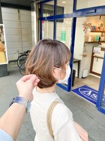 アッシュ 下丸子店(Ash)&nbsp;脱白髪染めハイライト【奥行きミディボブ】白髪染め卒業