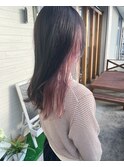 グレーブラック&カシスピンクのインナーカラー