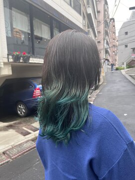 ラミ(L'ami) 【矢後あやこ】派手髪グラデーションカラー リーフグリーン