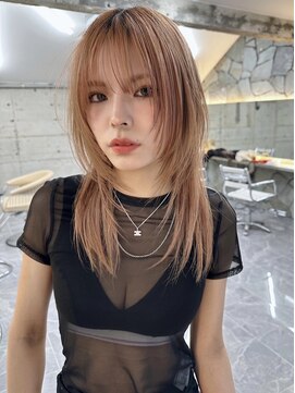 サイン 渋谷(SIGN) 韓国ヘアーハッシュカットレイヤーカットグレージュブリーチ無し