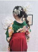 卒業式 袴着付け 編みおろしポニー