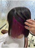インナーカラー　イヤリングカラー　ビビットピンク