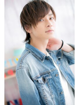 ヘアアンドビューティー ミック(Hair & Beauty miq) 目力UP！の斜めバングメッシュカラーネオウルフc1