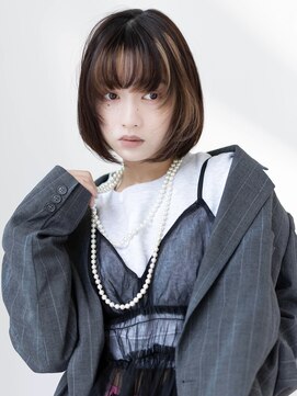 ラックスビーハカタ 福岡博多バスターミナル店(LUXBE HAKATA) 艶ボブ/インナーカラー/バングカラー/フェイスフレーミング