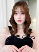 レイヤーカットシースルーバング大人ボブふんわりミディアム