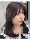 美髪カールシアーカラーピンクブラウンエアリーロングセミディ