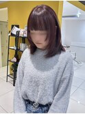 レッドカラー/ミディアムレイヤー【会話控えめ美容師Runa】