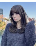 レイヤー/韓国/小顔バング/ベージュ