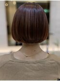 本八幡×ミニボブ×ケアカラー×レッド×ブラウン
