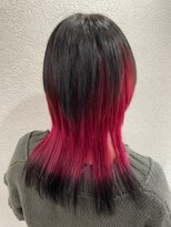 アジールヘア 所沢プロペ通り店(agir hair)&nbsp;レッドオンブラックエンドカラー小顔黒髪ケアブリーチ所沢韓国