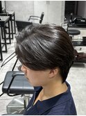 ニュアンスパーマフェザーパーマセンターパートテーパーフェード