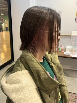 リンダ(LINDA) インナーカラー/ピンク/切りっぱなし[札幌美容室LINDA]