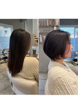 タス(tas)&nbsp;丸みショートボブに大変身！イメチェンbefore after