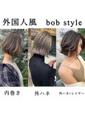 外国人風ボブの内巻き、外ハネ、レイヤーカット　n5.30