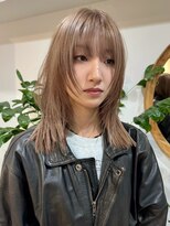 ブリーチなしダブルカラーピンクベージュミディアムボブ20代30代