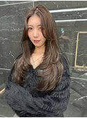 韓国ヘアーハッシュカットレイヤーカットグレージュブリーチ無し