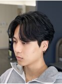 ニュアンスパーマ センターパート 曲がる縮毛矯正