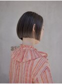 【ブリーチなし】アッシュブラウンのミニボブ