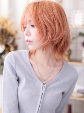 ハッシュカット全頭ブリーチくびれボブレイヤーa志木10代20代