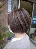 白髪ぼかしハイライトメッシュサンドベージュ