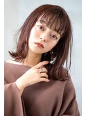 大人かわいい前髪セシルカットココアブラウンフリンジウェーブ