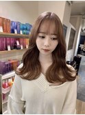 韓国ヘア　ピンクベージュ